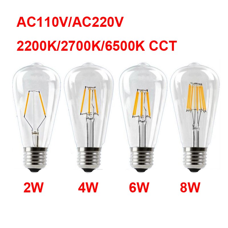 E27 AC110V 220V Ƽ ST64 LED     2W..